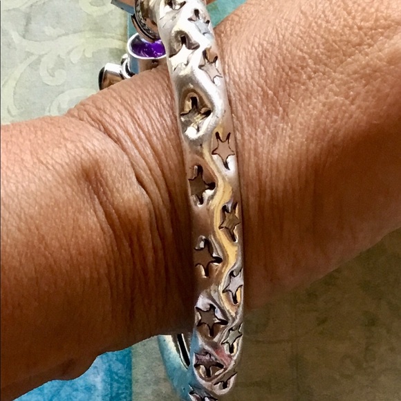 Amethyst Gemstone Cuff Vintage Style Bracelet - Picture 3 of 4